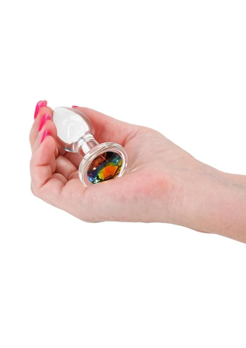 Rainbow Gem Glass Anal Plugs
